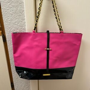Juicy Couture Pink & Black patent Leather tote with chain strap